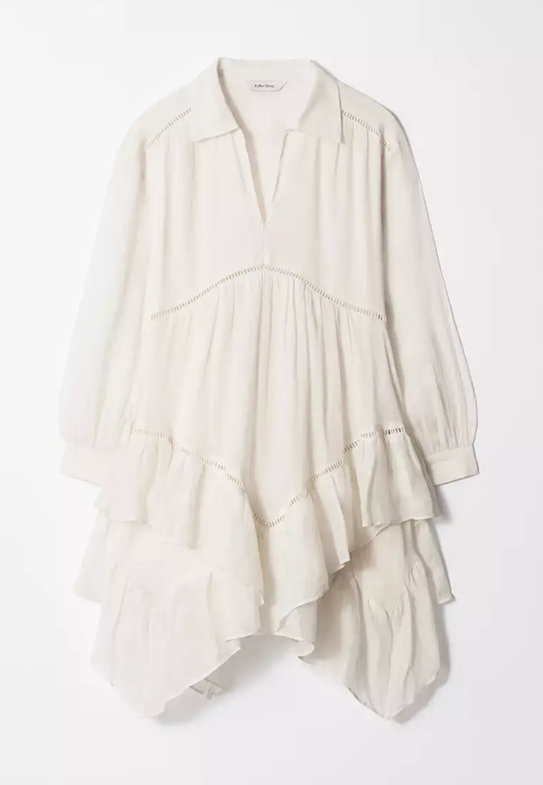asymmetric mini shirt dress and other stories Women's Draped Asymmetric Mini Dress - Cream - US 10 - Diane