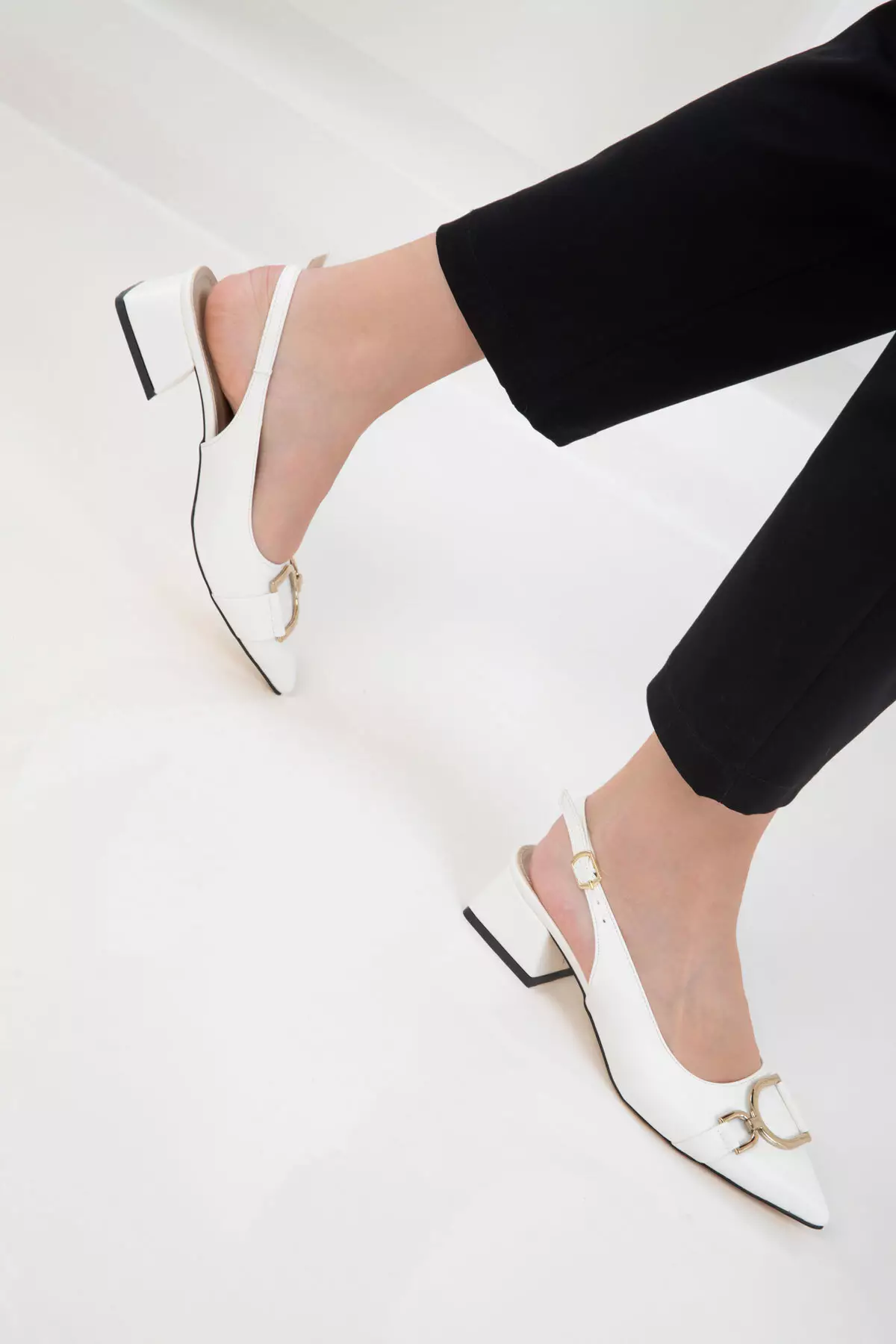 White Women's Classic Heeled Shoes 20643