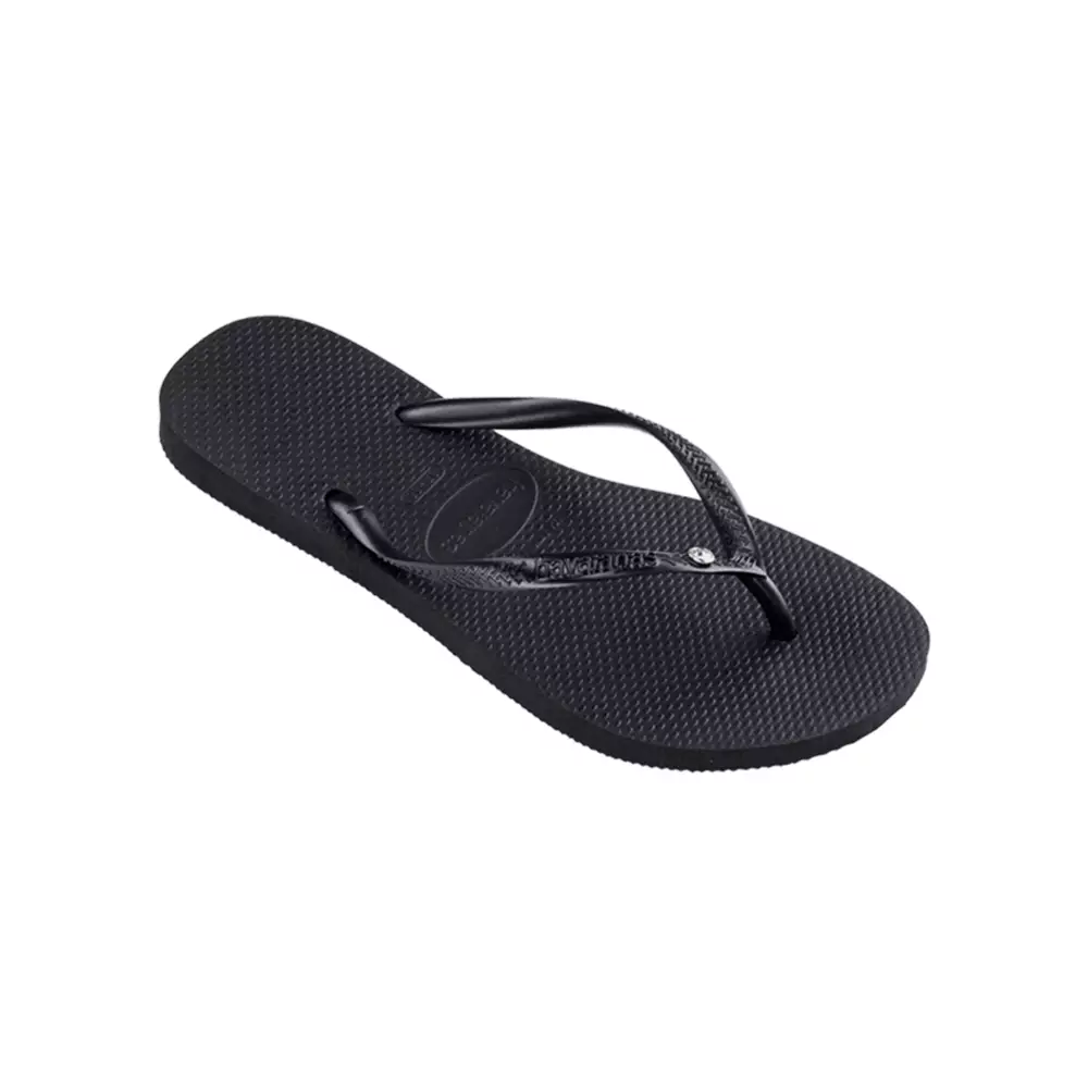 Havaianas Woman Slim Crystal Sw II 0090-Black - Sandal Wanita (Hitam)