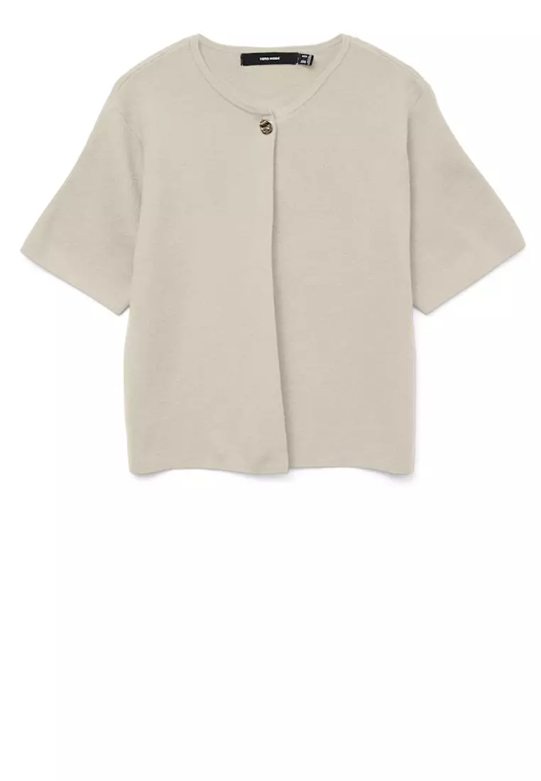 Short Sleeves One Button Cardigan