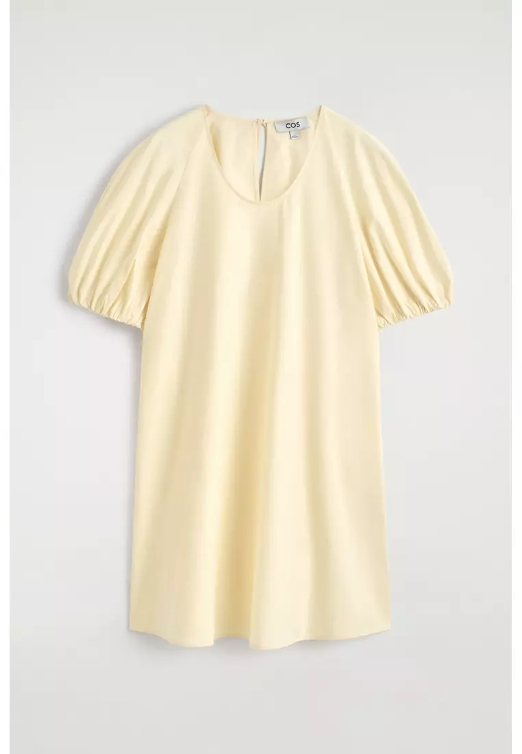 PUFF-SLEEVE COTTON MINI DRESS