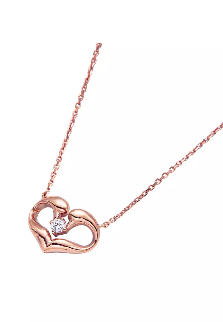 Rosy Haze Heart Pendant Necklace in Rose Gold Plated 925 Silver