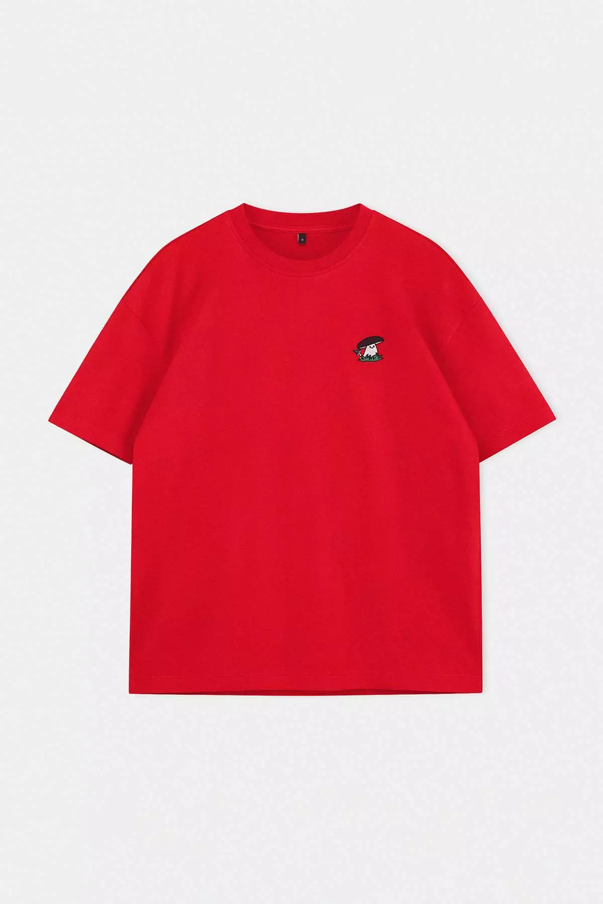 Unisex Red Oversize/Wide Cut Mushroom Embroidered 100% Cotton T-Shirt Tmnss26Ts00047