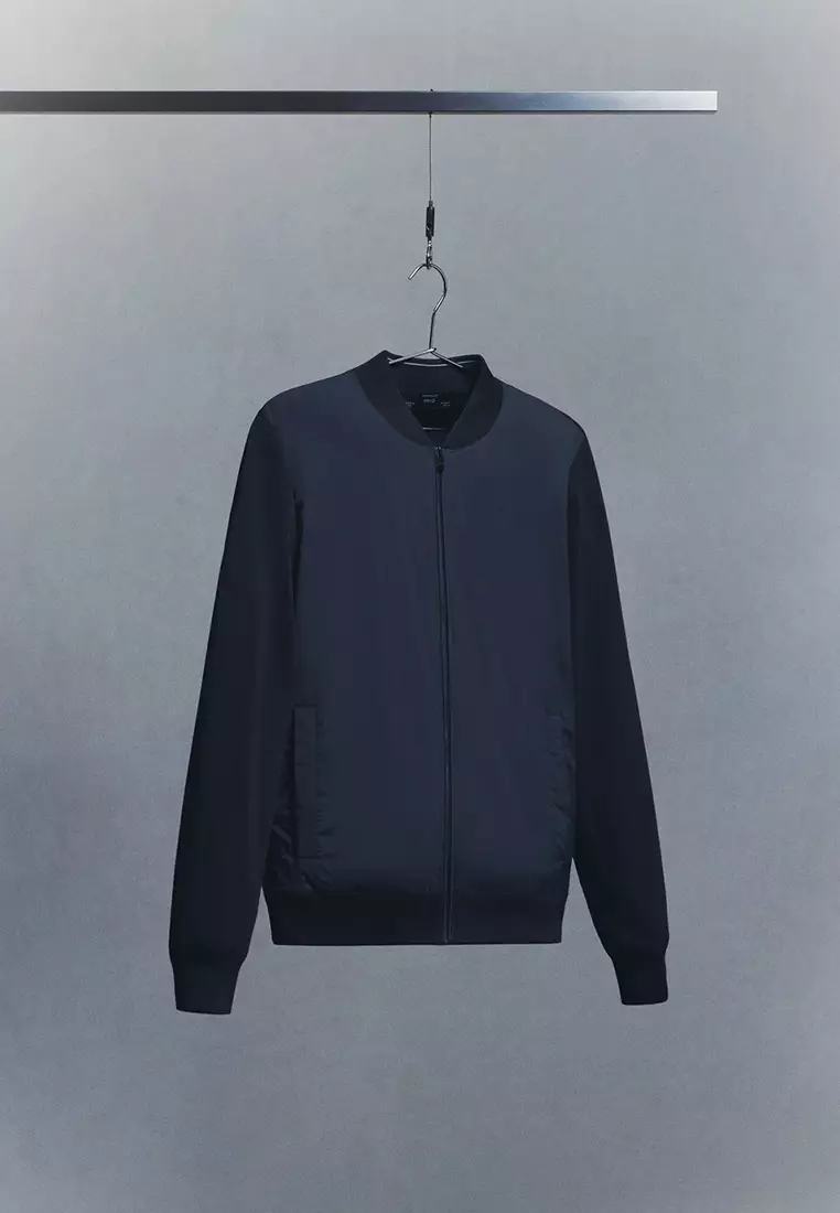Combined Bomber Jacket In Knit