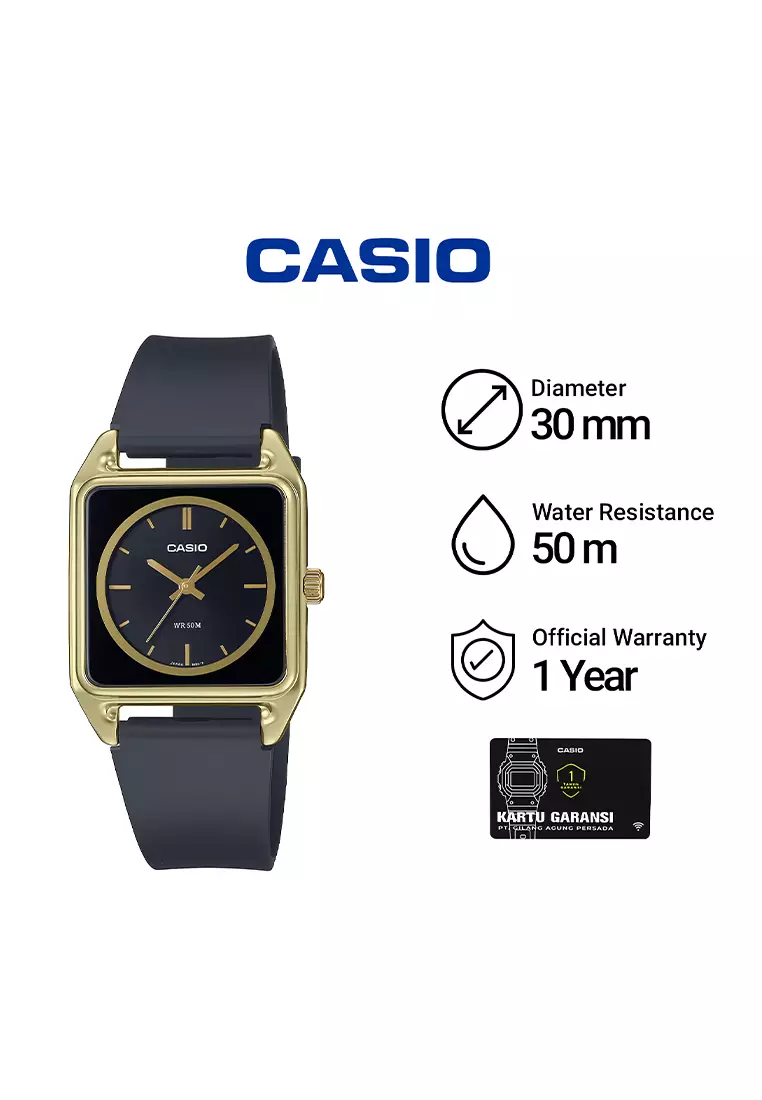 Casio MTP-B170-1EV - Jam Tangan Analog Pria - Gold Aluminium Case - Black Resin Strap