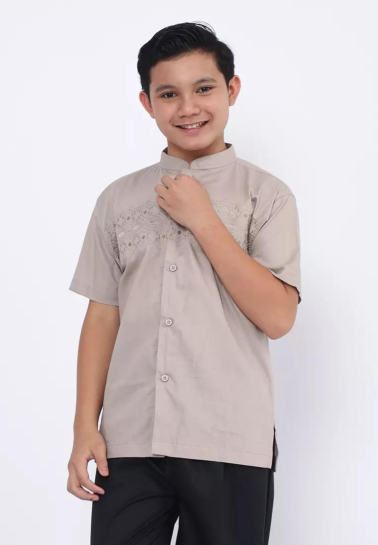 Baju Koko Set Anak Laki Horizone Light Grey - MODERN