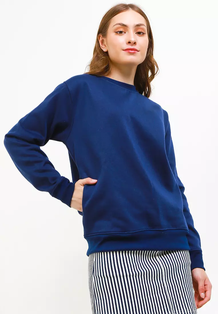 Cotton Well Sweater with Hidden Pocket Navy | Jaket Tebal dengan Kantong Tersembunyi Biru Donker