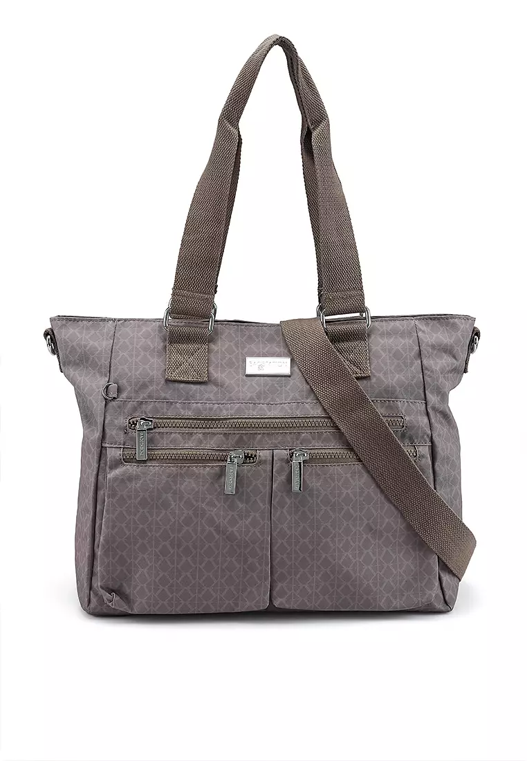 Printed Nylon Convertible Tote Bag