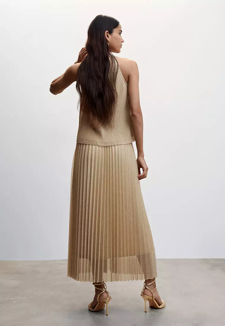 Metallic pleated skirt mango sale