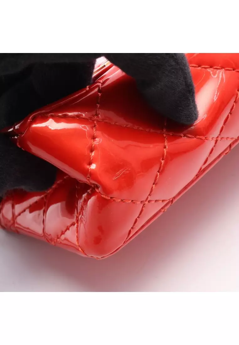 Pre-Loved Chanel 2.55 matelasse clutch Shoulder bag Patent leather Red gold hardware