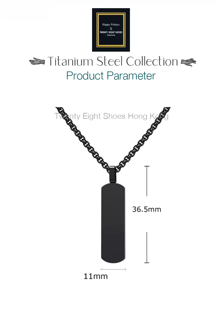 Titanium Steel Rectangular Bar Pendant Necklace JW QX-1874
