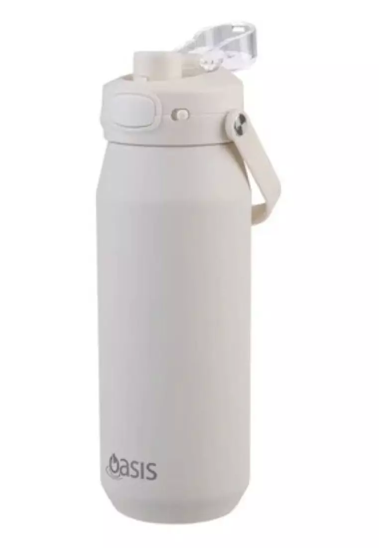 Oasis Ceramic Stainless Steel Triple Wall Capri Quick Release Drink Bottle 750ML - Alabaster