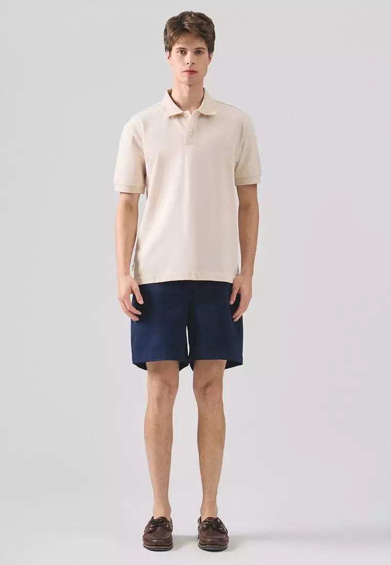 Regular Fit Polo Shirt With Textured Jacquard Collar In Micro Pique