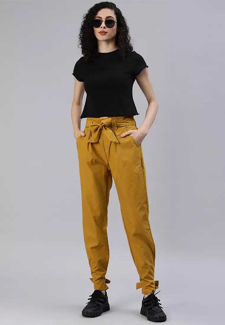 Celana Lipit Ikat Pinggang Kuning