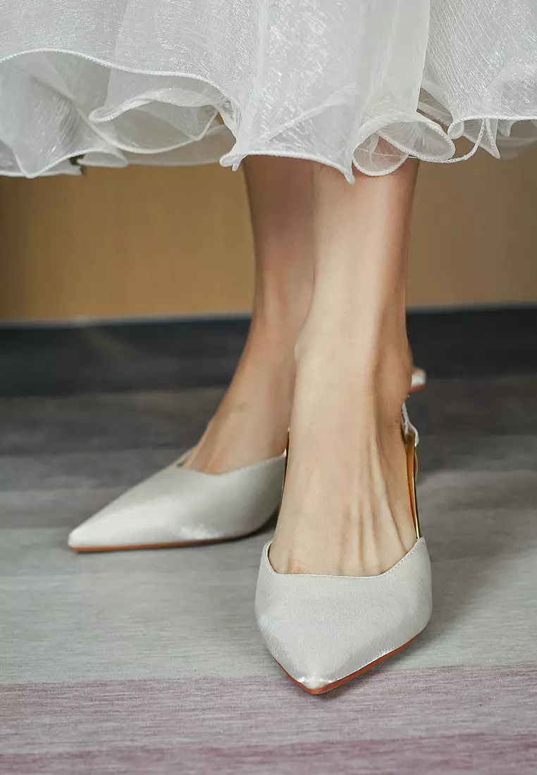 Satin Fabric Slingback High Heel 1669-3