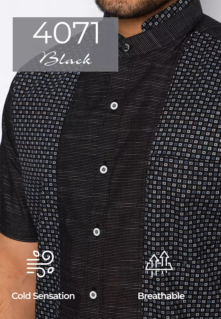 Casella Baju Koko Pria Lengan Pendek Exclusive | Baju Koko Rashid Lengan Pendek 4071 Black