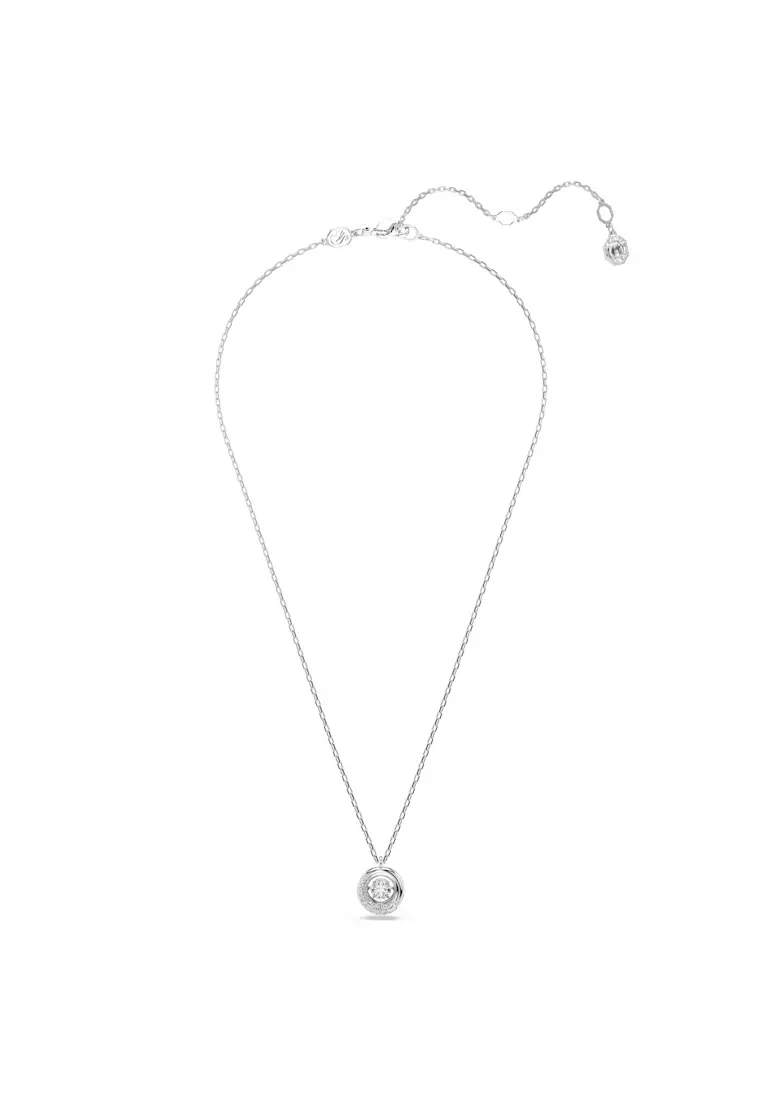 Dextera pendant, Round cut, White, Rhodium plated