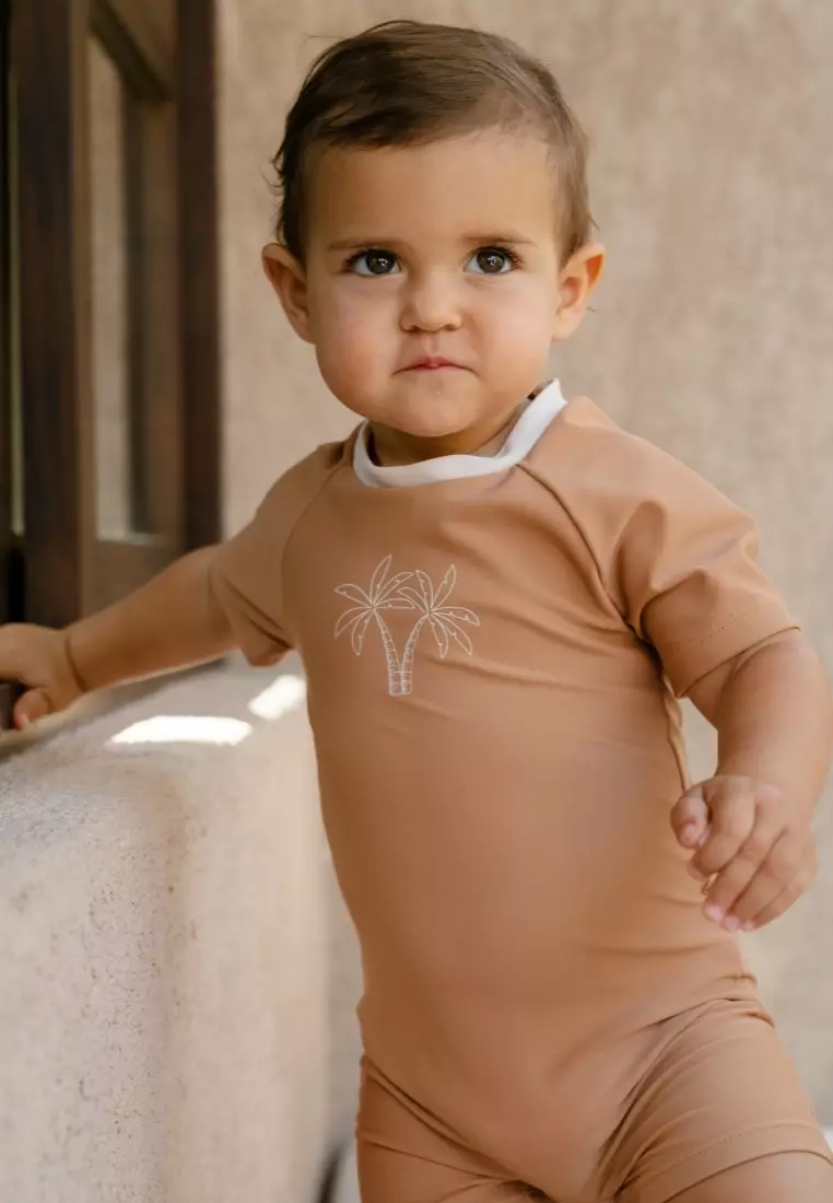Noël Au Soleil Baby Unisex Short Sleeved Bébé Rompers Diving - Warm Cocoa