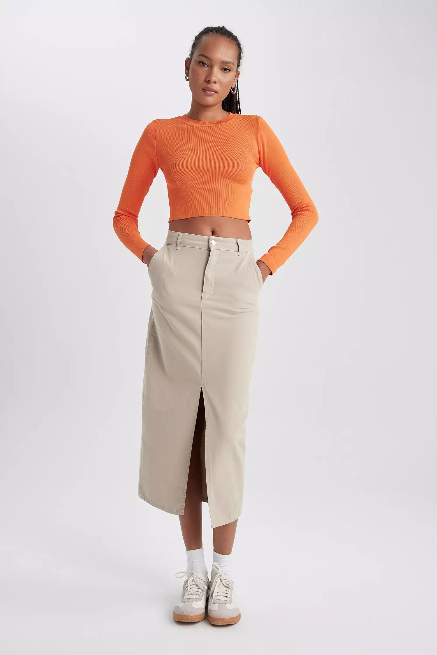 Khaki pencil deals skirt 60