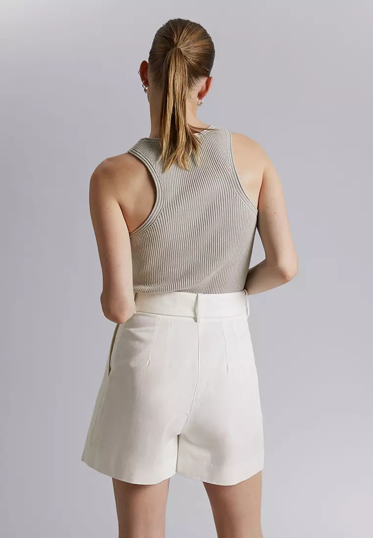 White belted shorts online