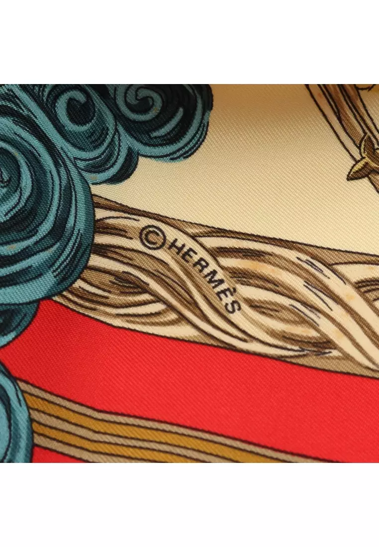 Pre-Loved Hermès carres 90 Au FIL de la SOIE scarf silk Red multicolor