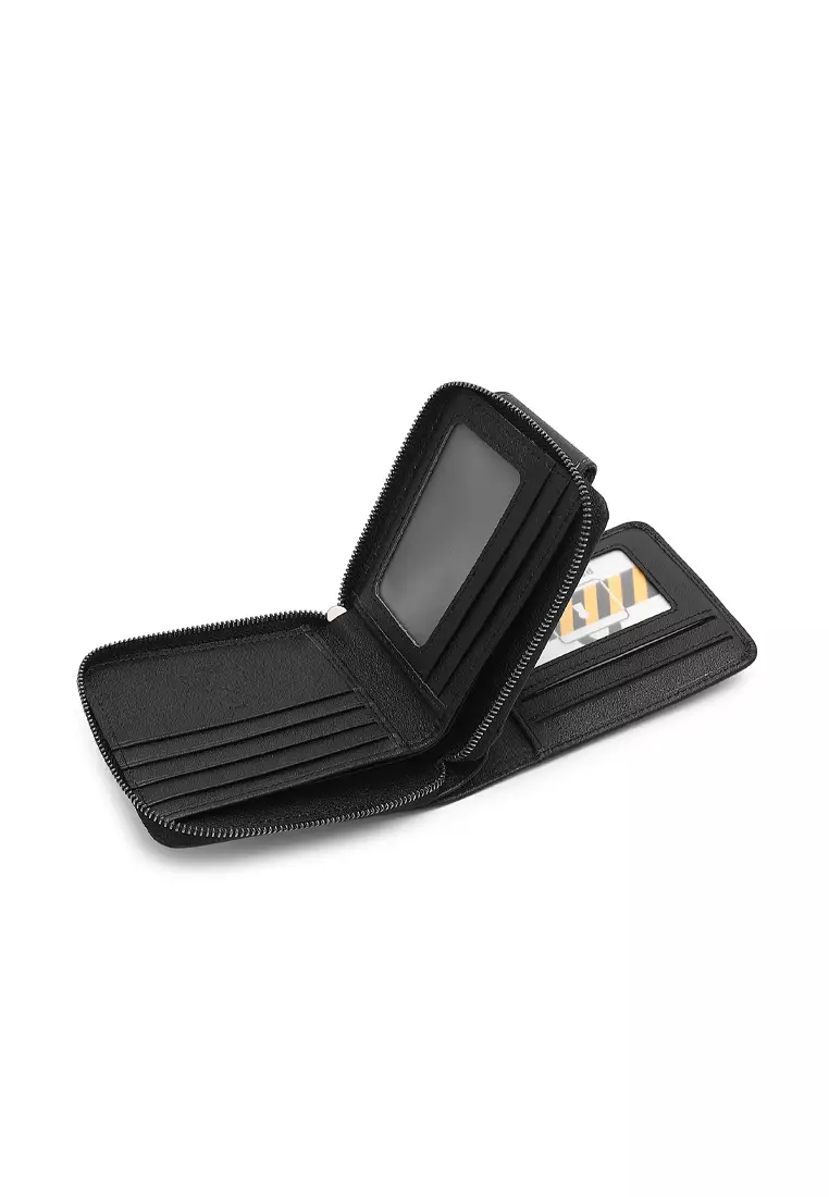 Men's Genuine Leather RFID Blocking Fortune Wallet - Black
