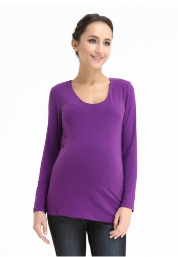 Bove by Spring Maternity purple Vera V Neck Nurs Top 21F11AA9DD0AFDGS_1