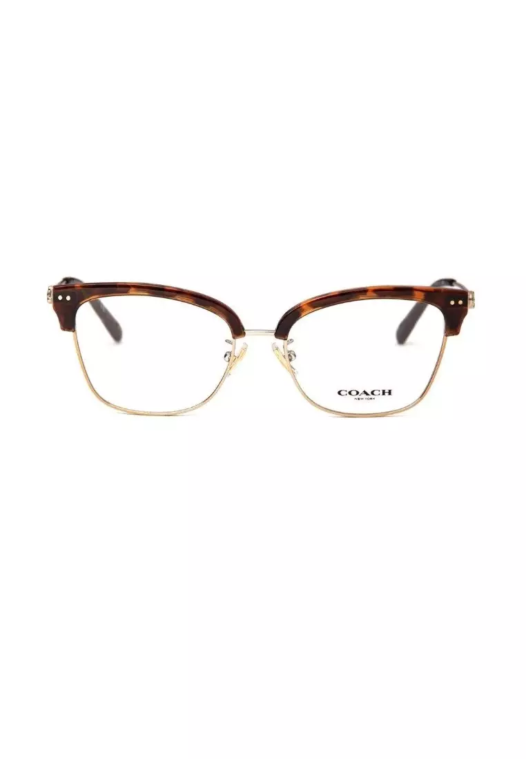 Buy COACH Coach Women s Havana Yellow Metal Square Eyeglasses