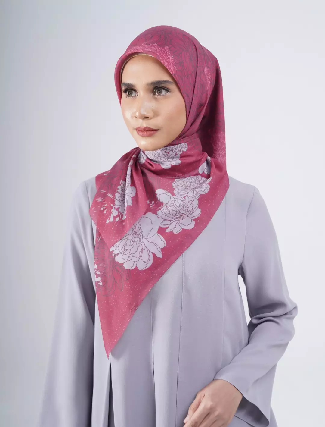 Cezia Printed Scarf Magenta | Hijab Kerudung Segi Empat Motif