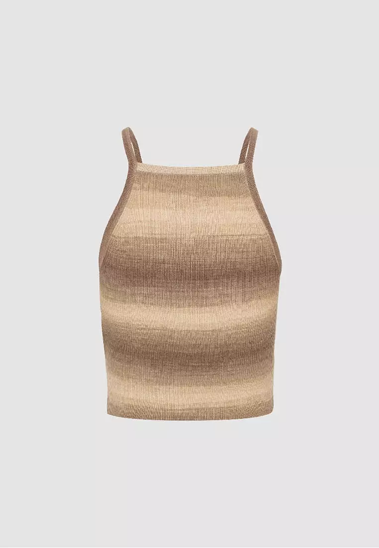 Retro Hot Girl Gradient Design Short Slim-fit Knit Vest