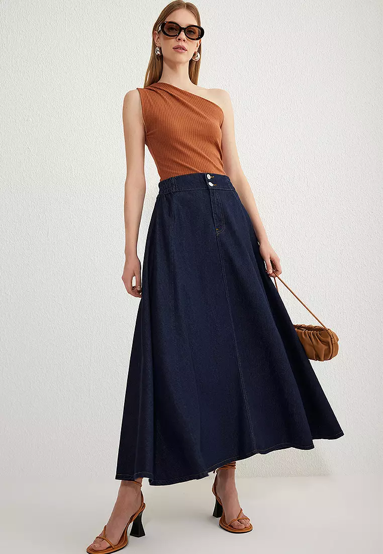 【BAON】Yeco Banding Balloon Denim Long Skirt PS-00477 Balloon Denim Skirt Ladies – antiqua.wa
