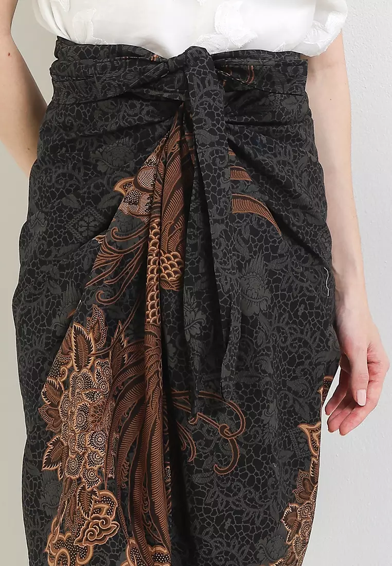 Rok Lilit Wanita Kondangan Batik Instant Hazel Black Brown