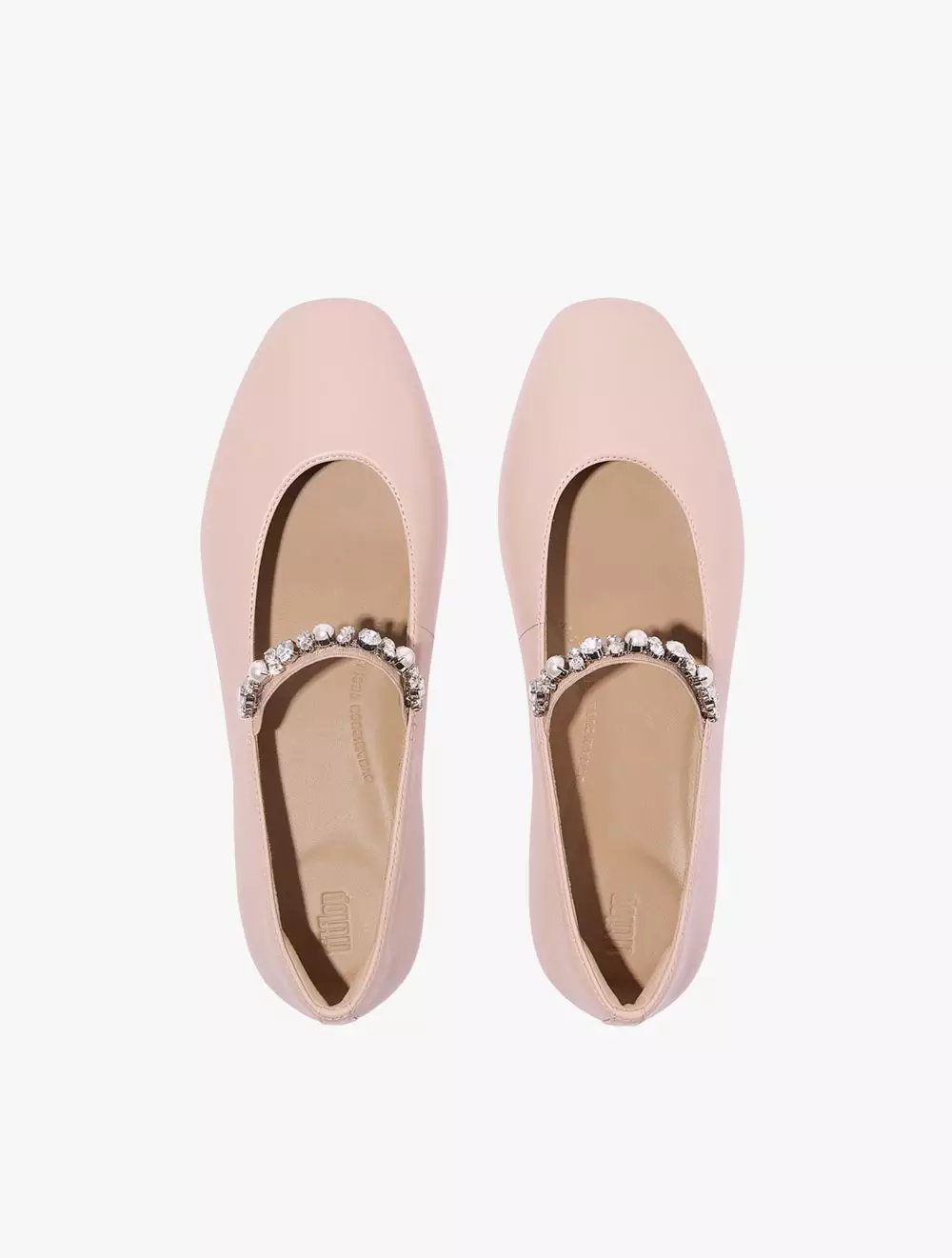 Fitflop Delicato Pearls-And-Crystal Leather Women's Ballet Flats - Faded Blush