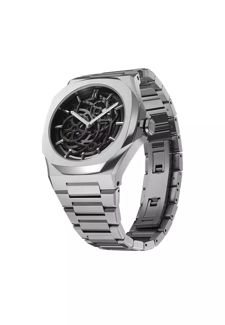 Silver Skeleton Bracelet Watch, 41.5 mm