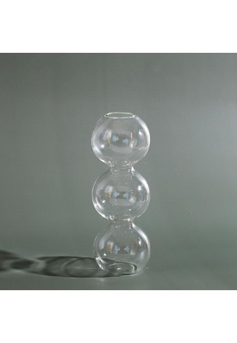 DILAS HOME Crystal Ball-shaped Glass Vase (Clear) - Small B64B6HLAD3A237GS_1