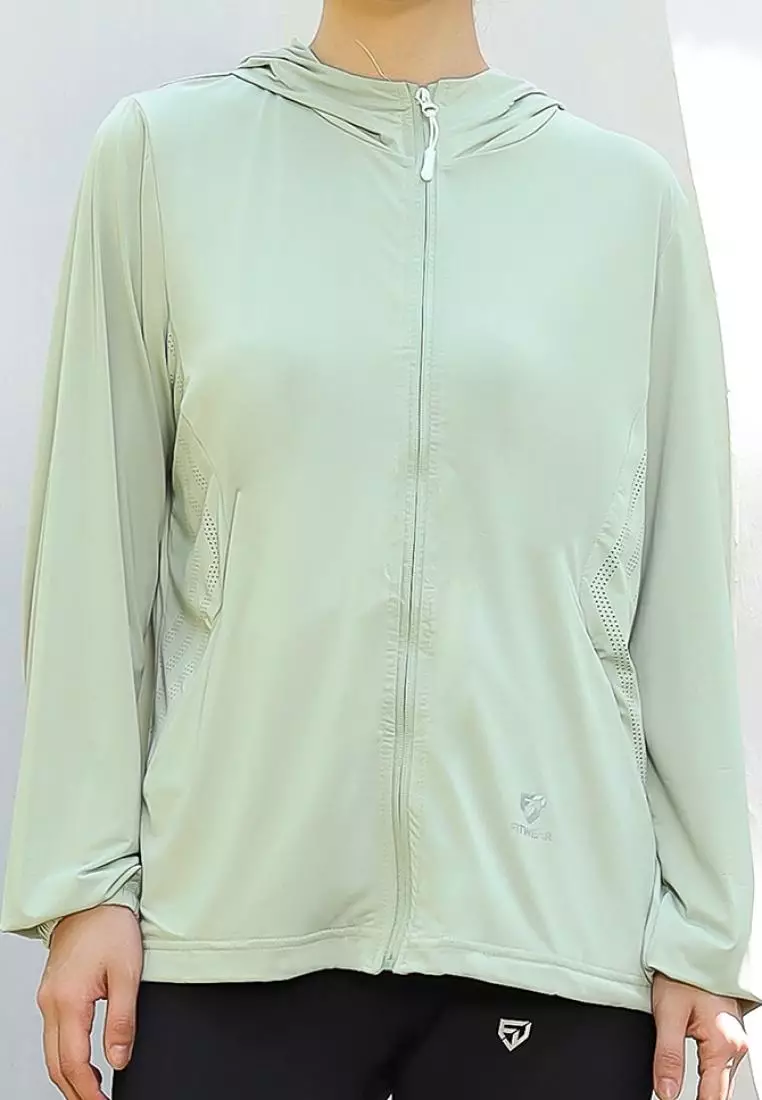 Fitwear - Jaket Olahraga Wanita DRYFIT OVERSIZE SUZY LASER CUT ANTI UV - DUSTY GREEN