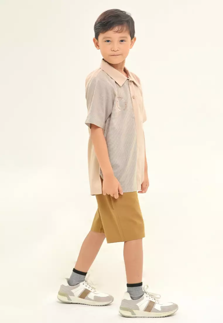 Rabbani - Setelan Baju Anak Laki-laki Kemkid Chio Beige