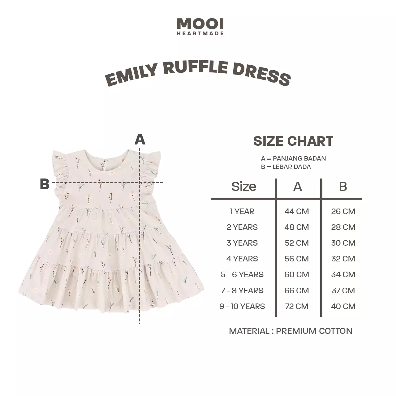 Mooi Dress Anak Perempuan Emily Ruffle Dress V1 - Peach Blush