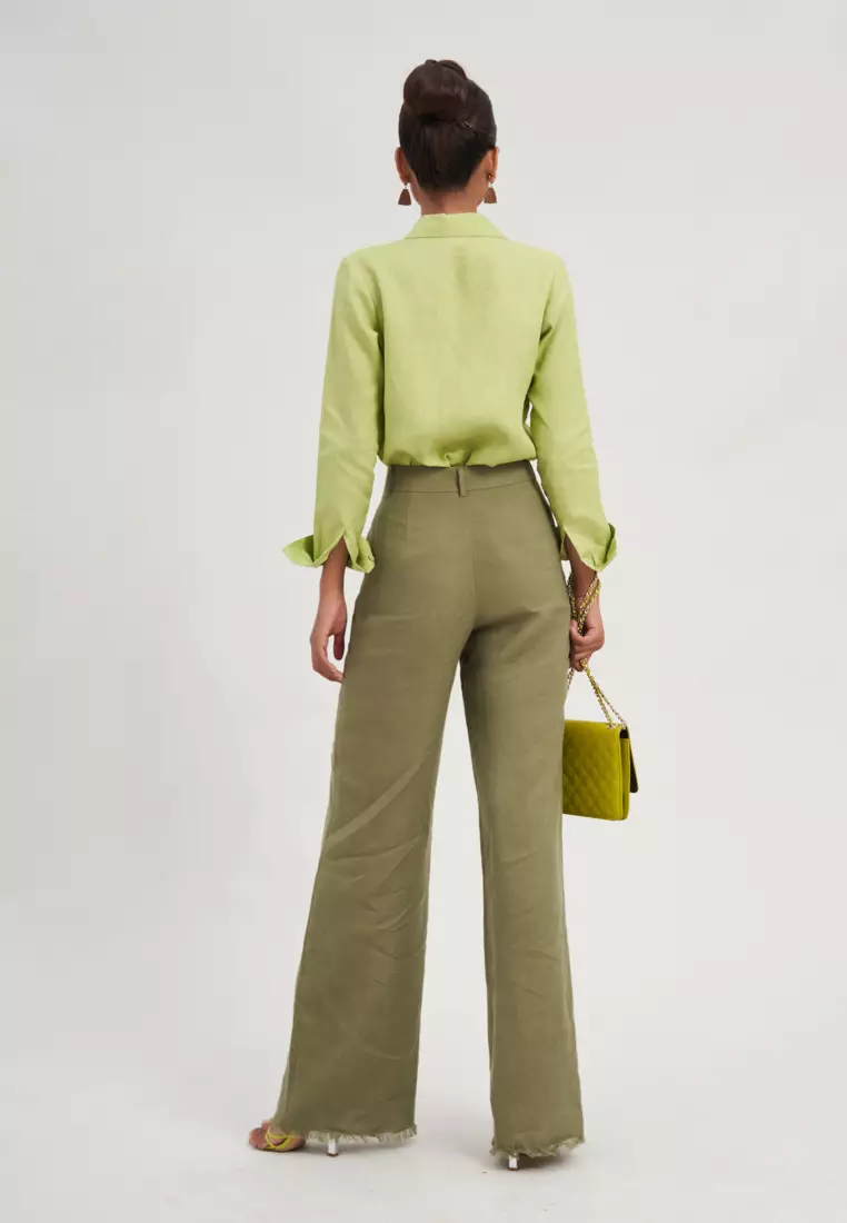 F2 - Fashion and Freedom GREEN LINEN TROUSERS 2024