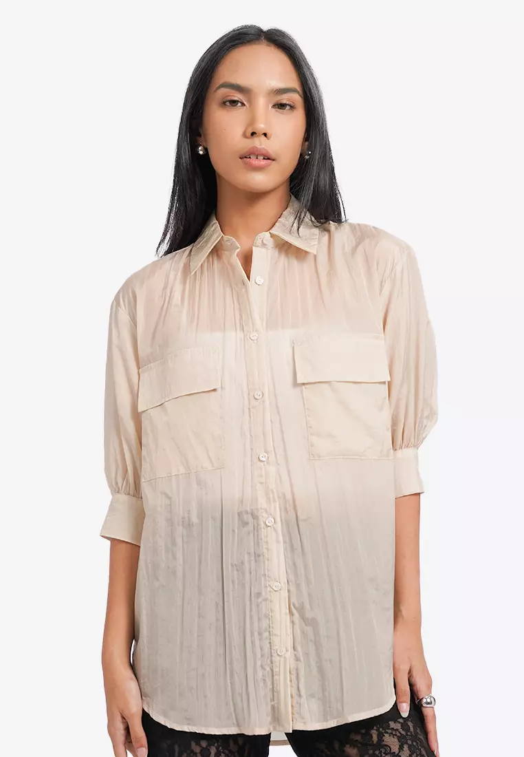 Puff Sleeve Sheer Shirt