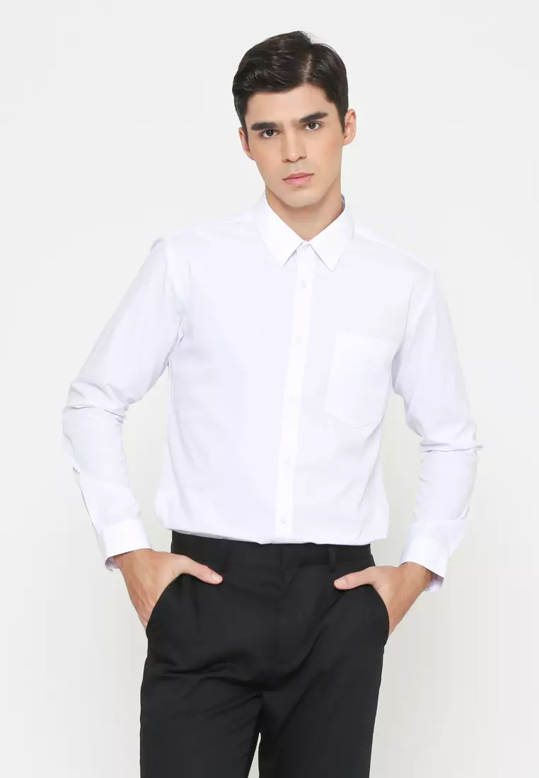 MEN'S WHITE SLIM FIT LONG SLEEVE SHIRT