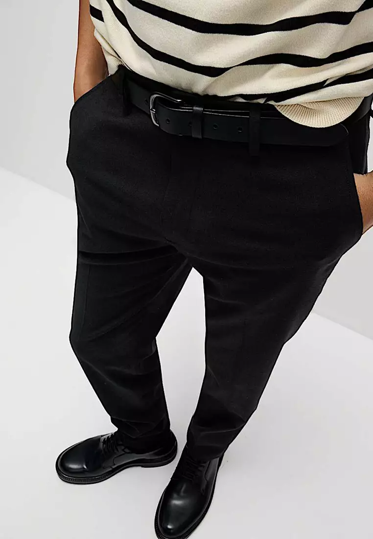 Regular Wool Rich Single Pleated Trousers