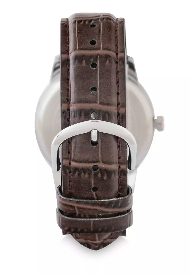 Casio Jam Tangan Pria - Brown Silver - Leather Strap - MTP-V002L-7B2UDF
