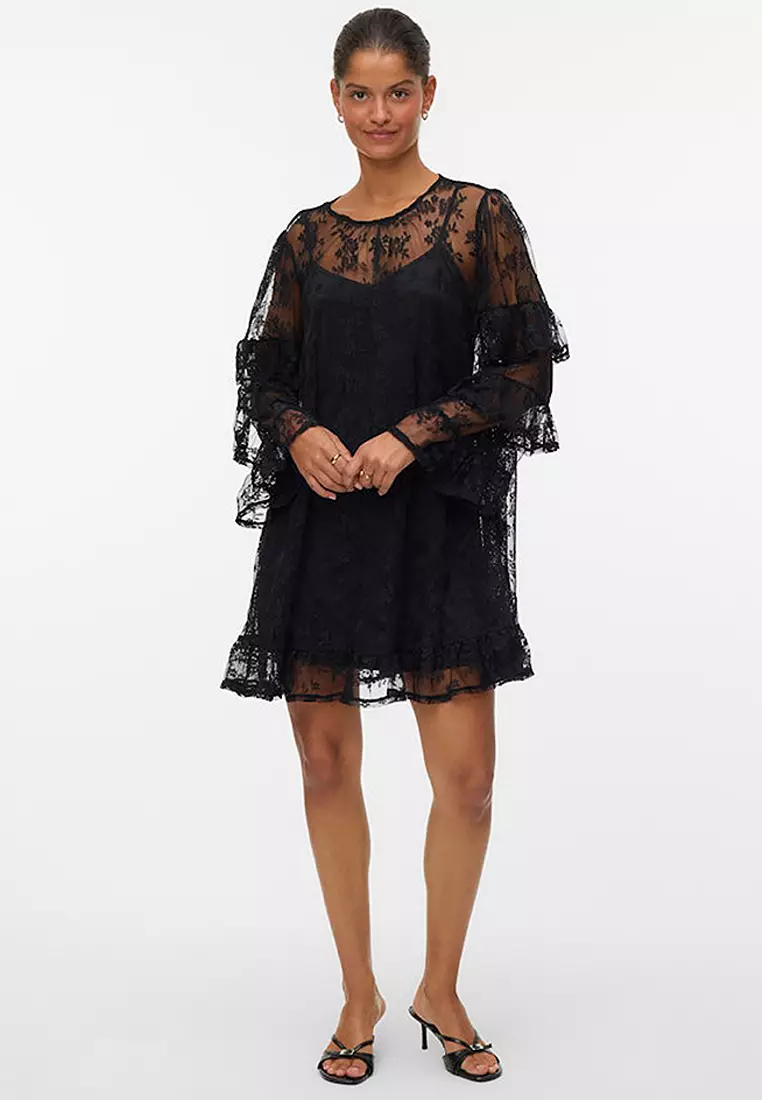 Long Sleeves Lace Jersey Dress