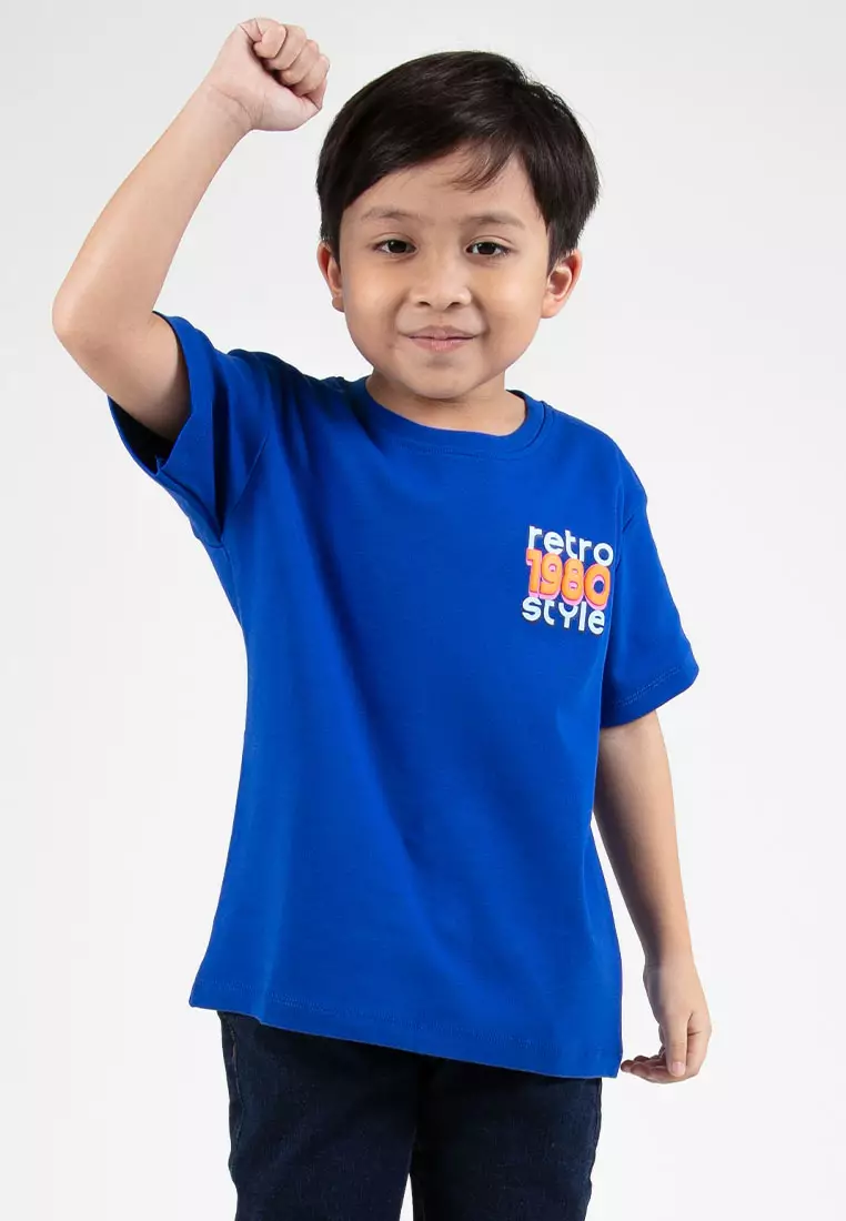 Forest Kids Boys Premium Cotton Interlock Round Neck Graphic T-Shirt | Baju T-Shirt Budak Lelaki - FK20218-34RoyalBlue