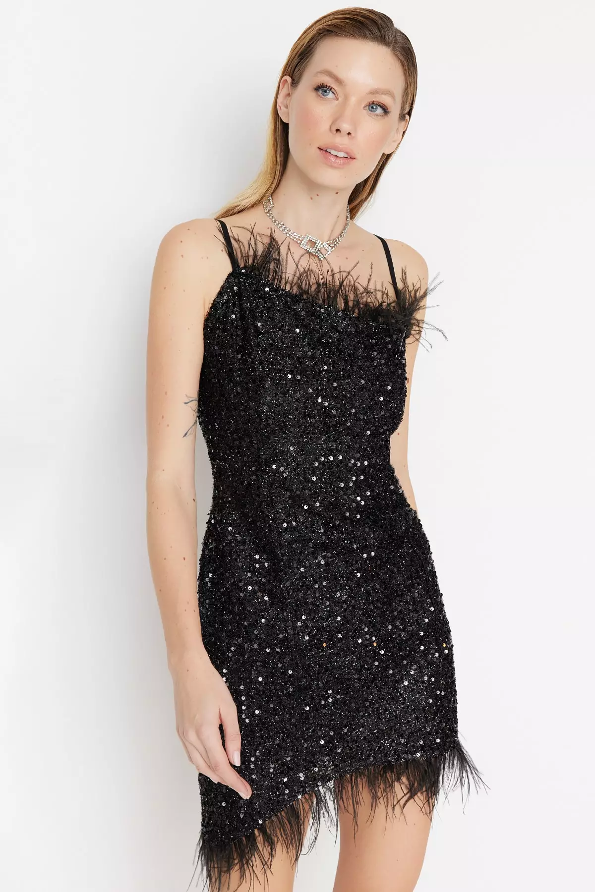 Sequin Detailed Evening Dress