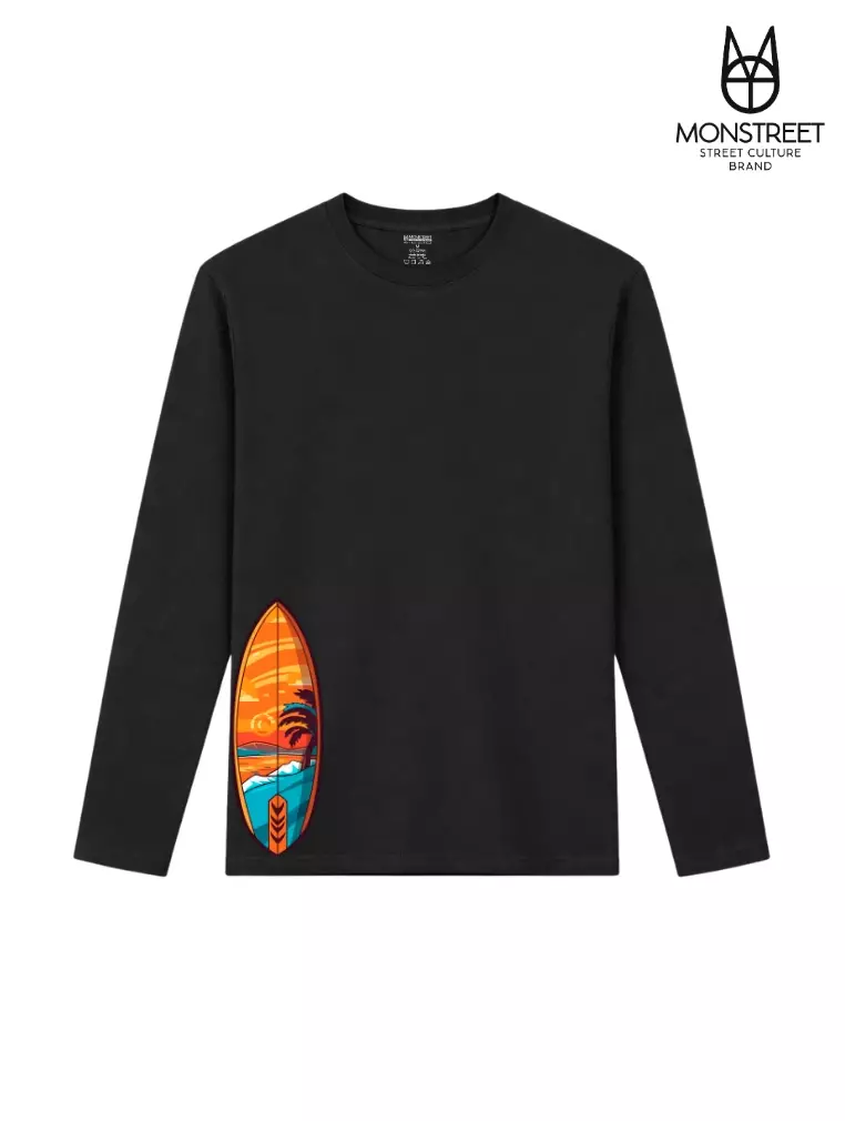 Monstreet Kaos Katun Combed 24S Grafis Reguler Fit Lengan Panjang Hitam Tshirt LUTR233 Cotton Combed 24S Graphic Tshirt Regular Fit Full Sleeve Black Tshirt