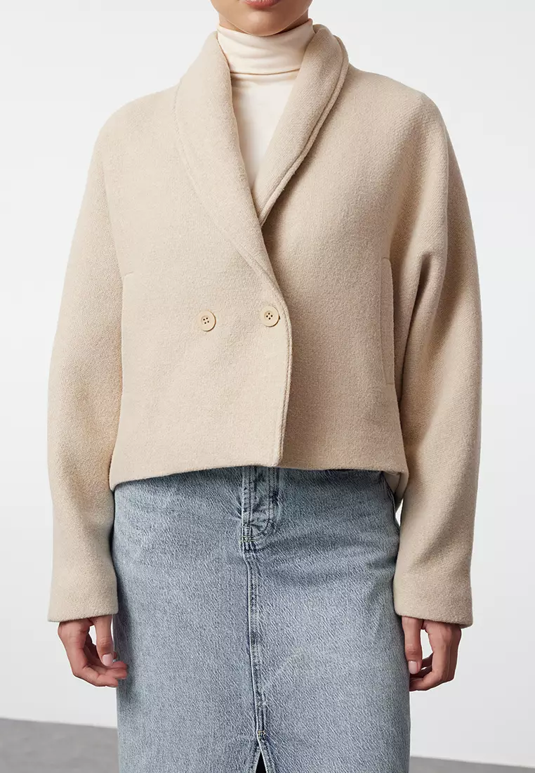 Woolen Crop Wool Jacket Coat