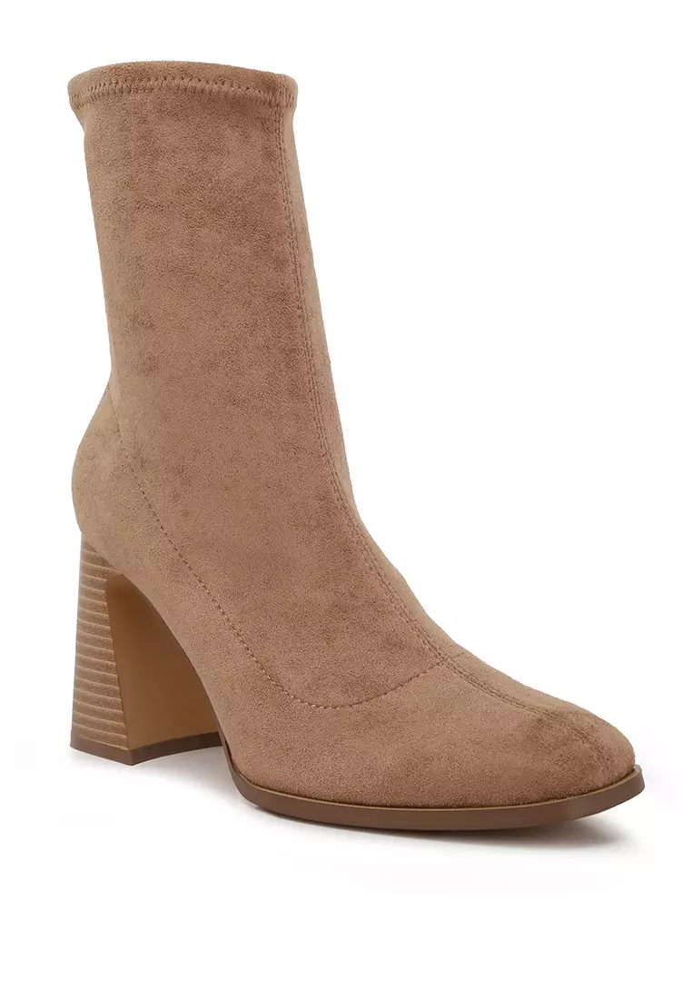 tan suede block heel boots