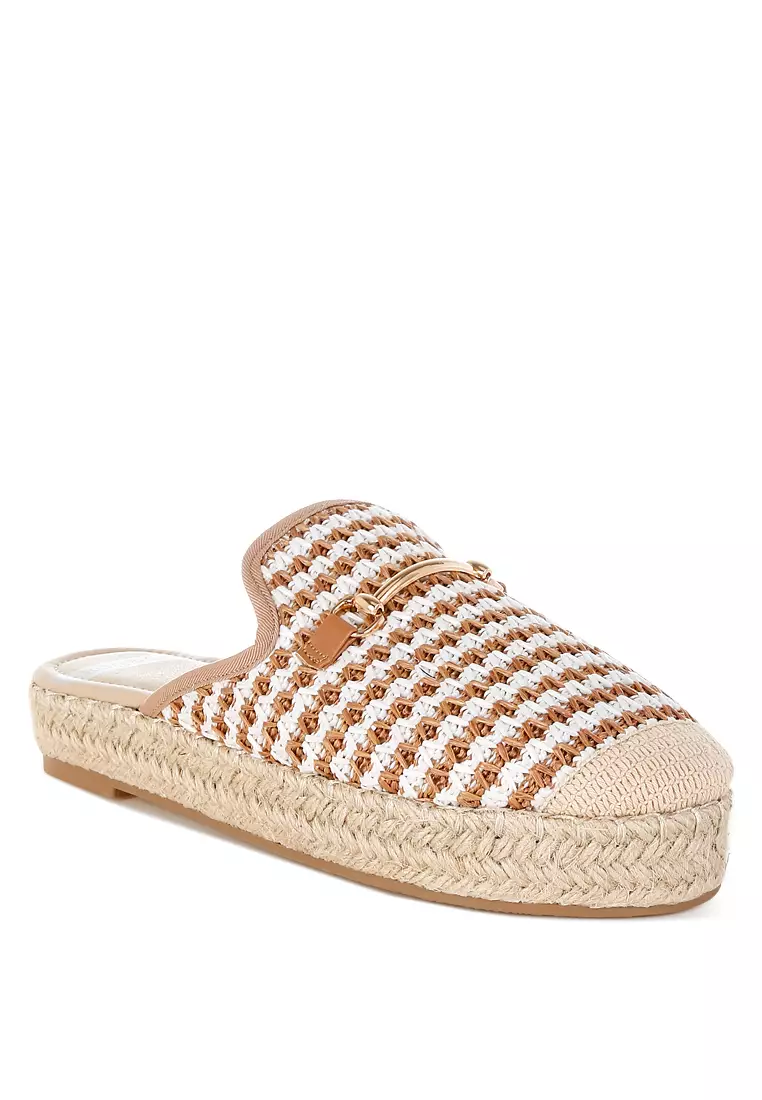 Sandal Slip-On Rafia Warna Cokelat